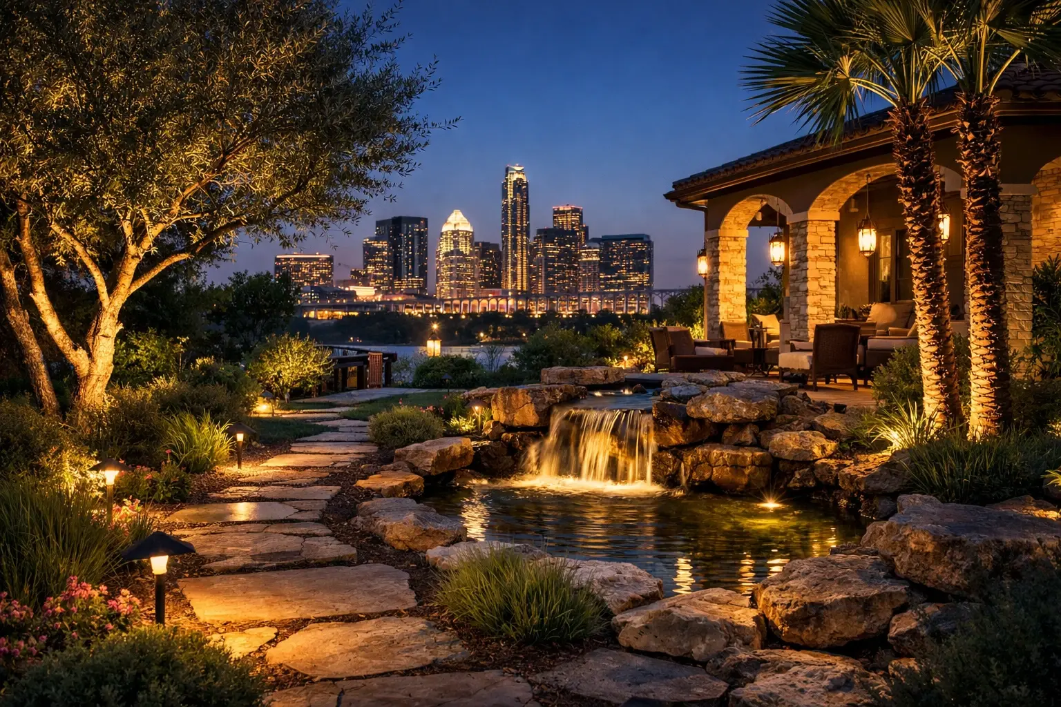 Commercial Landscape Lighting project in Austin by Austin Landscape Lighting