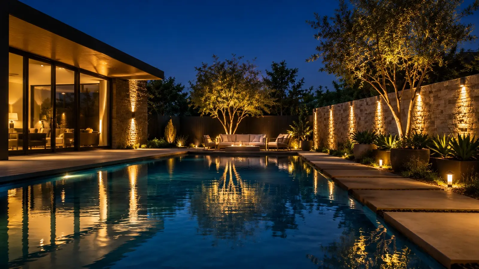 Pool & Water Feature Lighting project in Austin by Austin Landscape Lighting