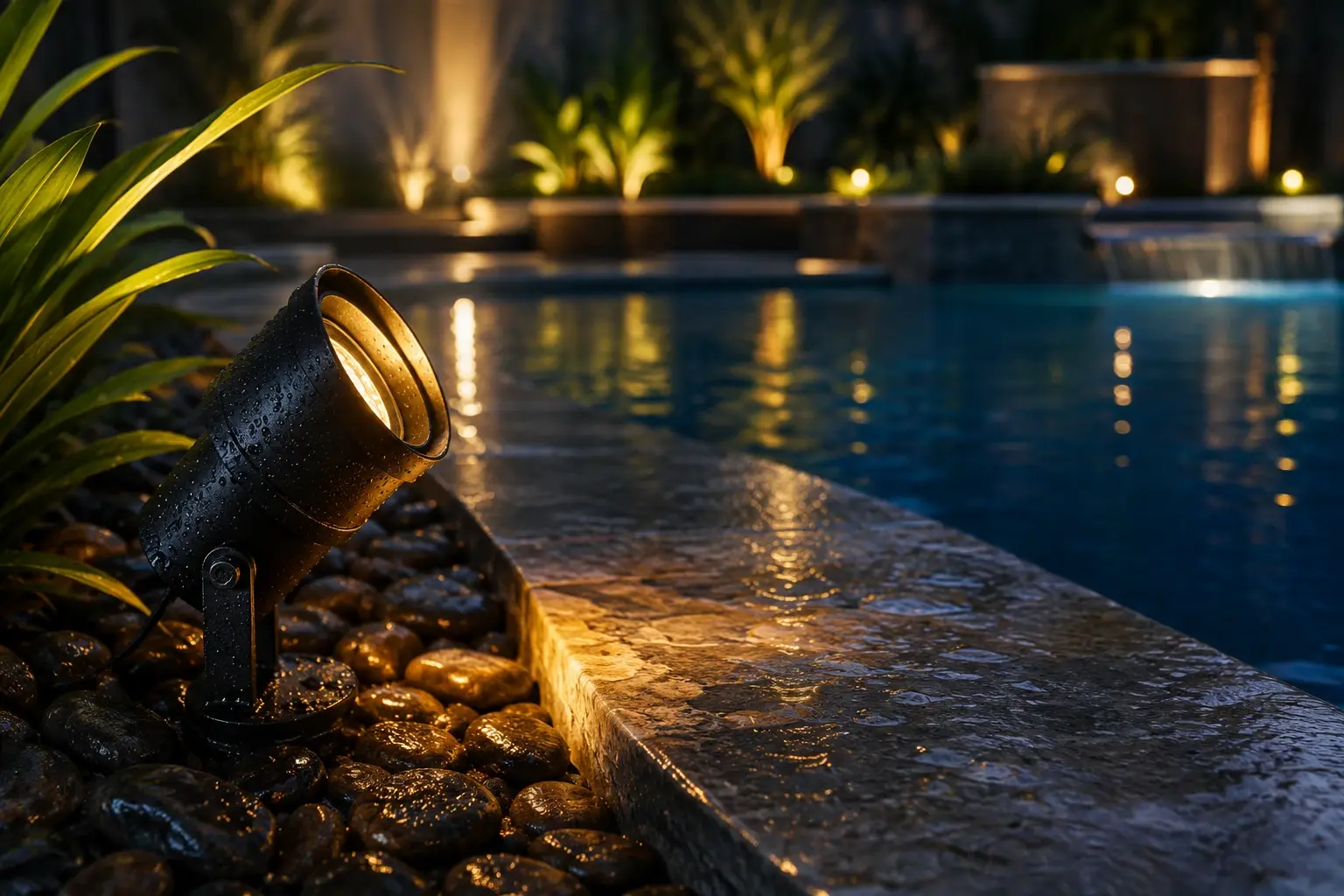 Pool & Water Feature Lighting project in Austin by Austin Landscape Lighting