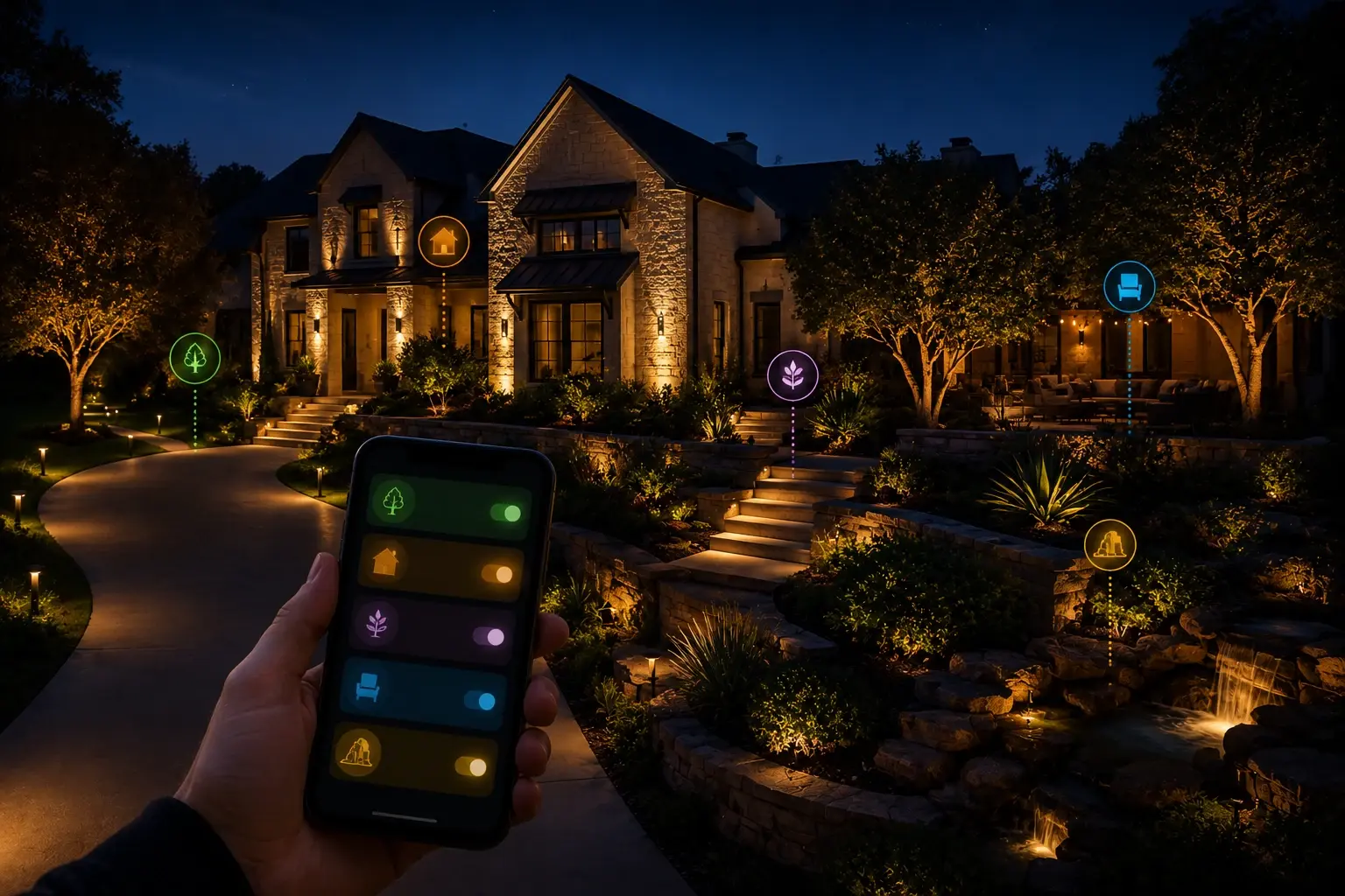 Smart Lighting Systems project in Austin by Austin Landscape Lighting