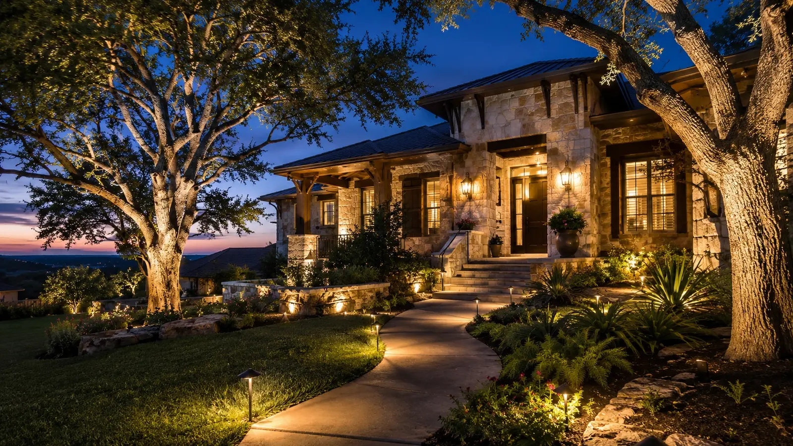 Professional landscape lighting installation in Austin
