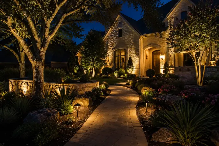 Front yard landscape lighting ideas by Austin Landscape Lighting