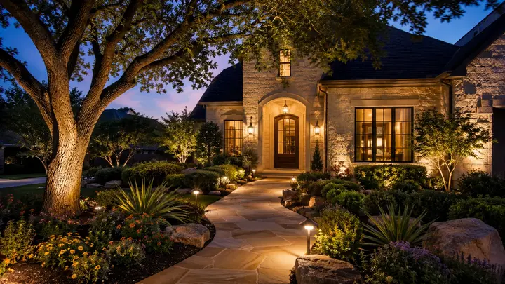 Front yard landscaping lighting ideas by Austin Landscape Lighting
