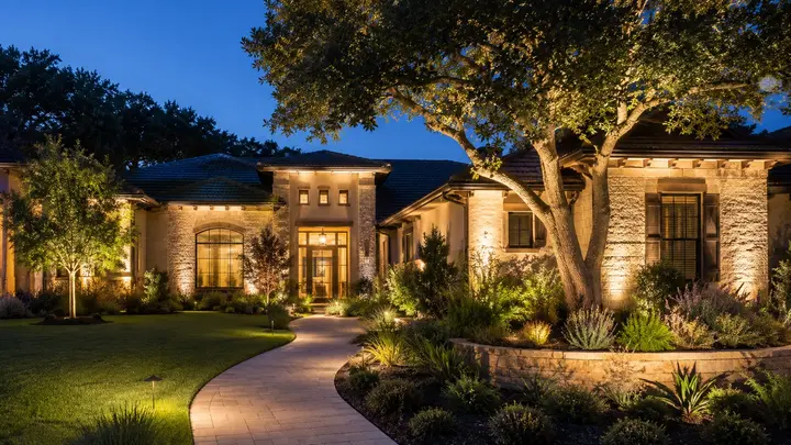 Front yard landscaping lighting ideas by Austin Landscape Lighting