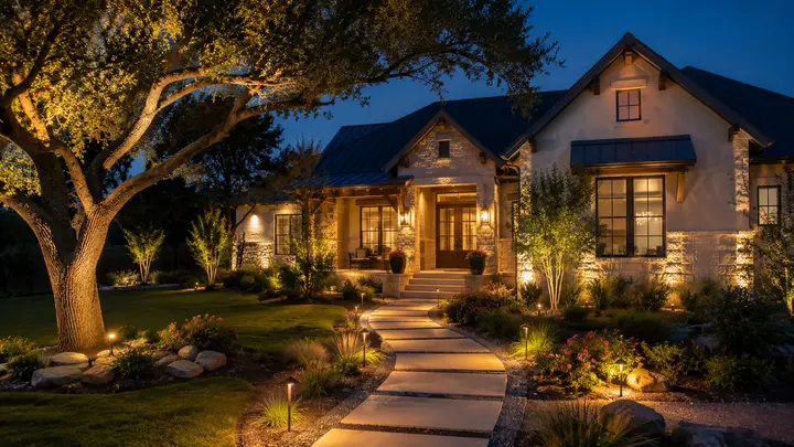 Landscape lighting ideas for front yard by Austin Landscape Lighting