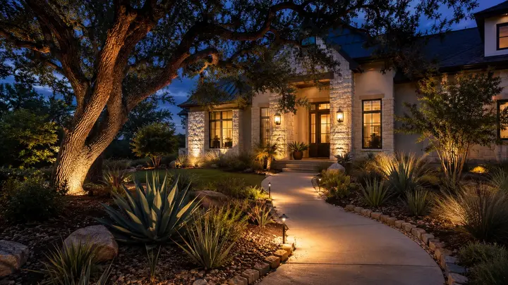 Landscape lighting ideas for front yard by Austin Landscape Lighting